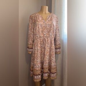 JCPenney Paisley Long Sleeve Dress - Multicolor